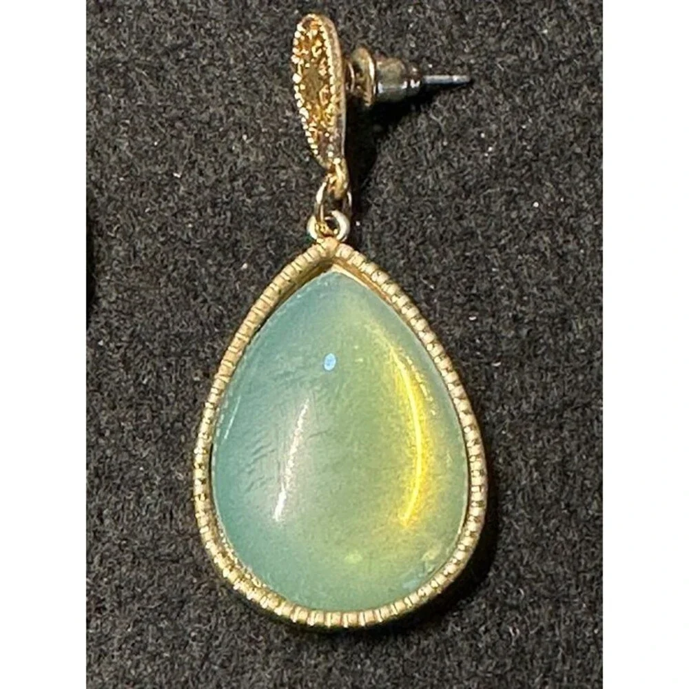 BP. Large Mint Green Teardrop Statement Earrings Gold Filigree NWT New Boho